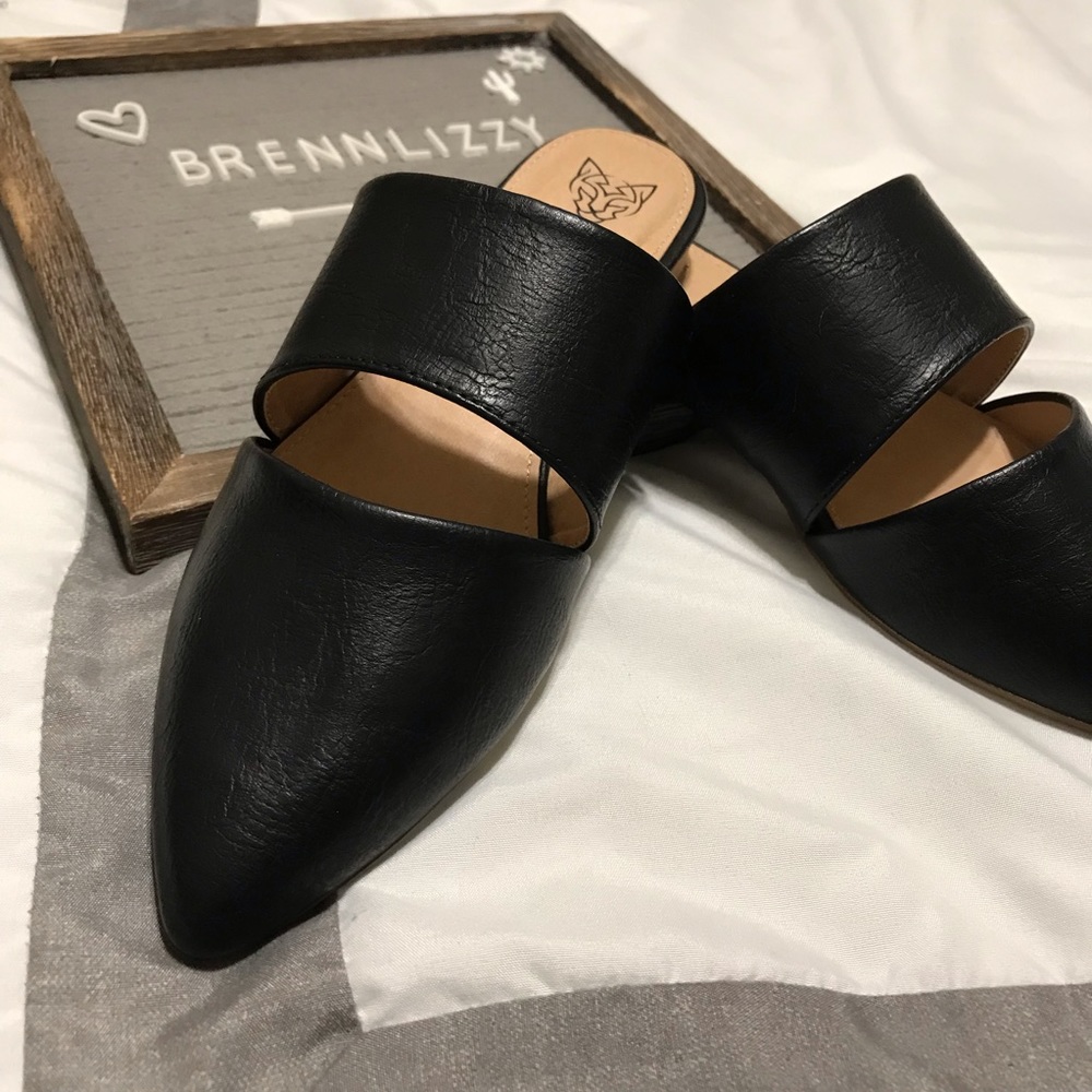Black Mules Pointed Flats Sandals LAst 1 Size 8 - Picture 3 of 8